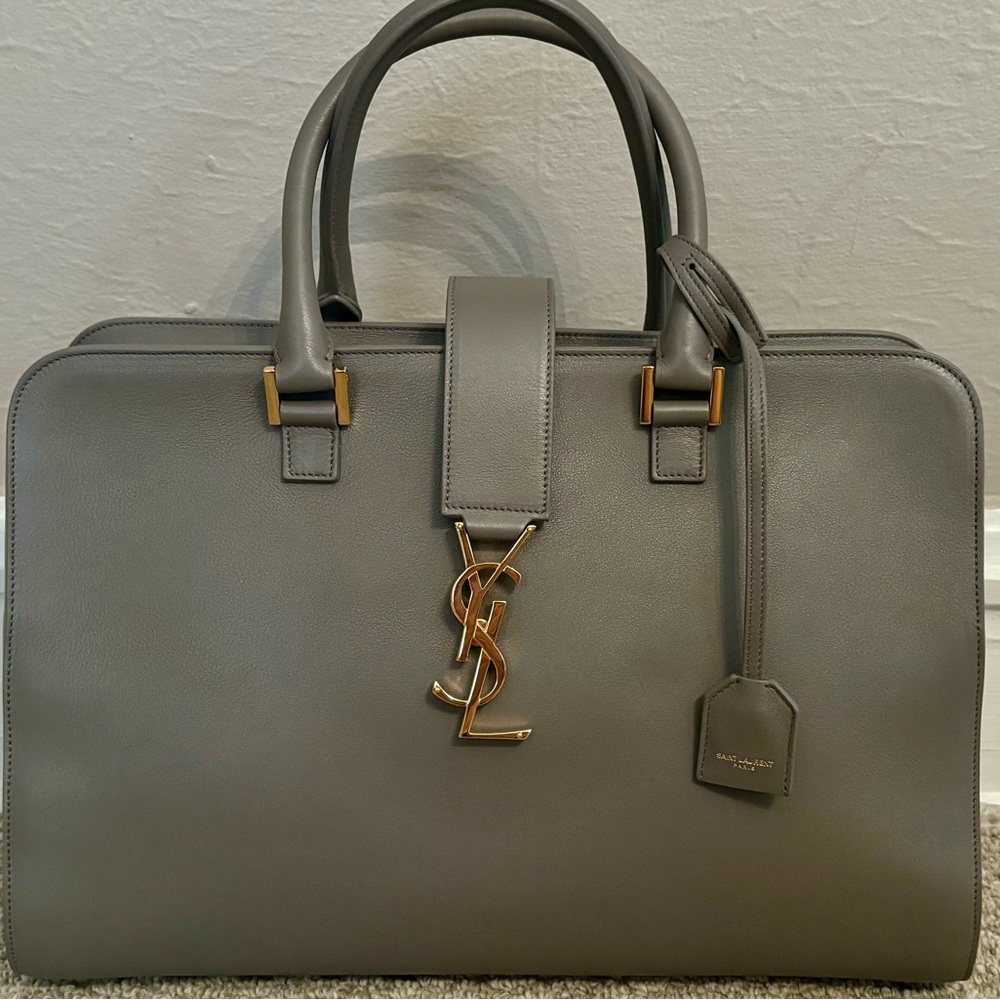 YSL Saint Laurent Gray Cabas Monogram Bag satchel/crossbody tote
